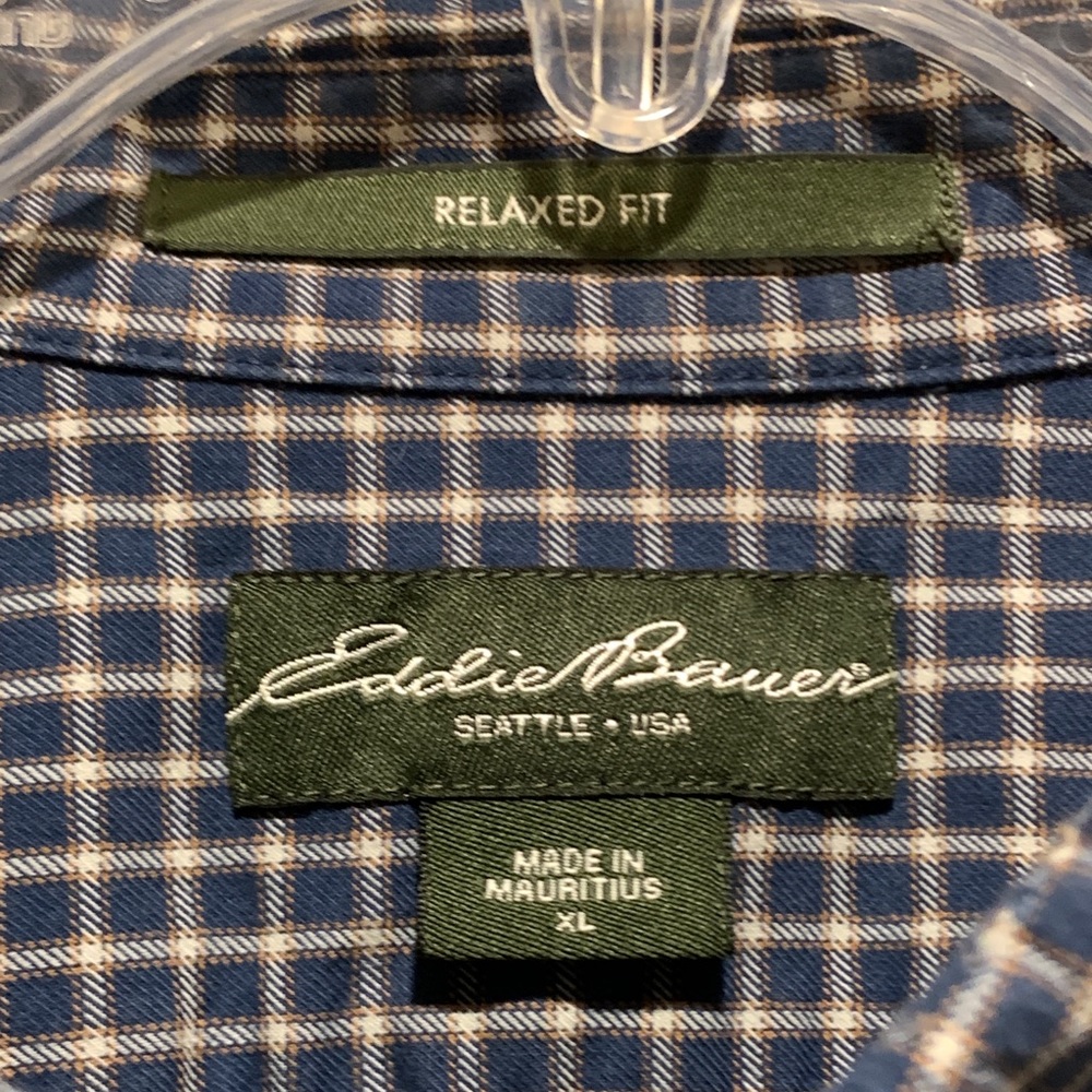 Men’s Eddie Bauer Blue Plaid Relaxed Fit Shirt XL